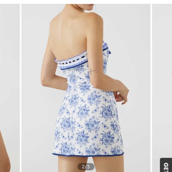 Commense blue & white strapless butterfly bouquet dress - Picture 2 of 8